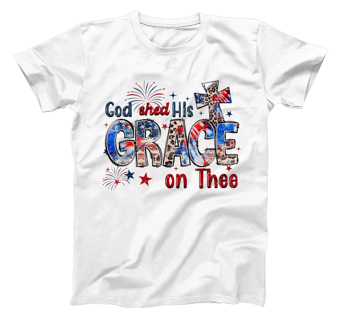 God Shed His Grace On Thee 4th Of July Groovy Patriotic T-Shirt