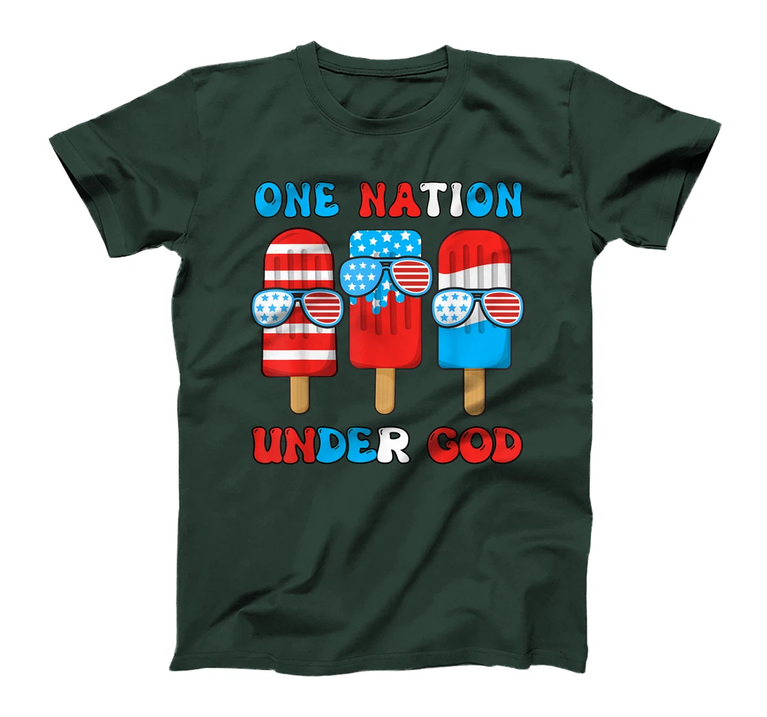 One Nation Under God Funny 4th July Popsicle Boy Toddler T-Shirt