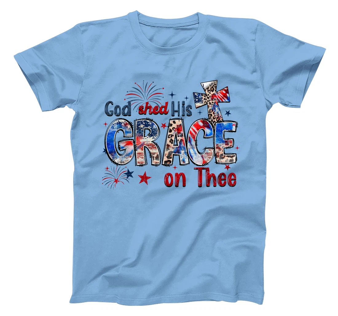 God Shed His Grace On Thee 4th Of July Groovy Patriotic T-Shirt