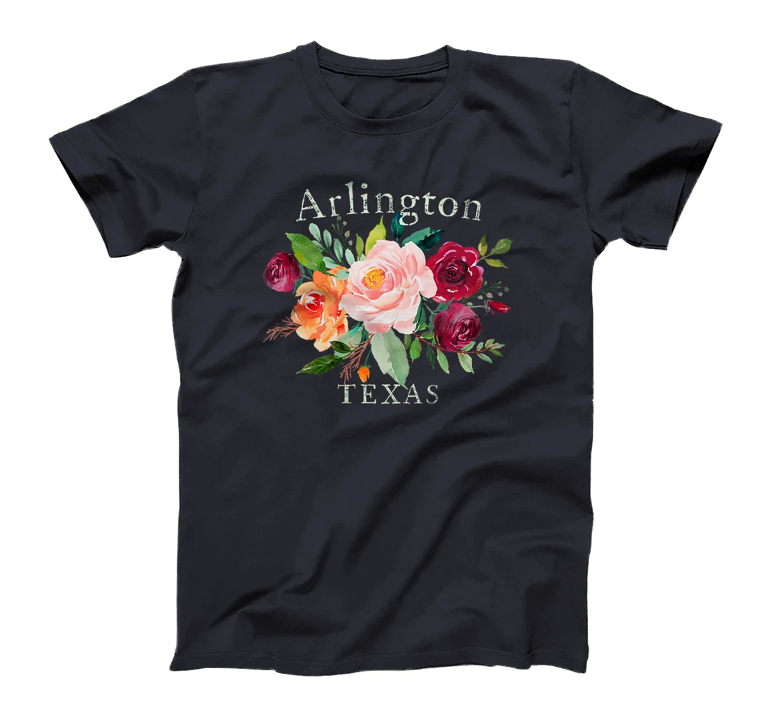 Womens Arlington Texas Floral Rose Lovers Watercolor Gardener's T-Shirt