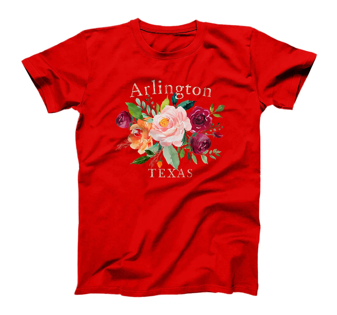 Womens Arlington Texas Floral Rose Lovers Watercolor Gardener's T-Shirt