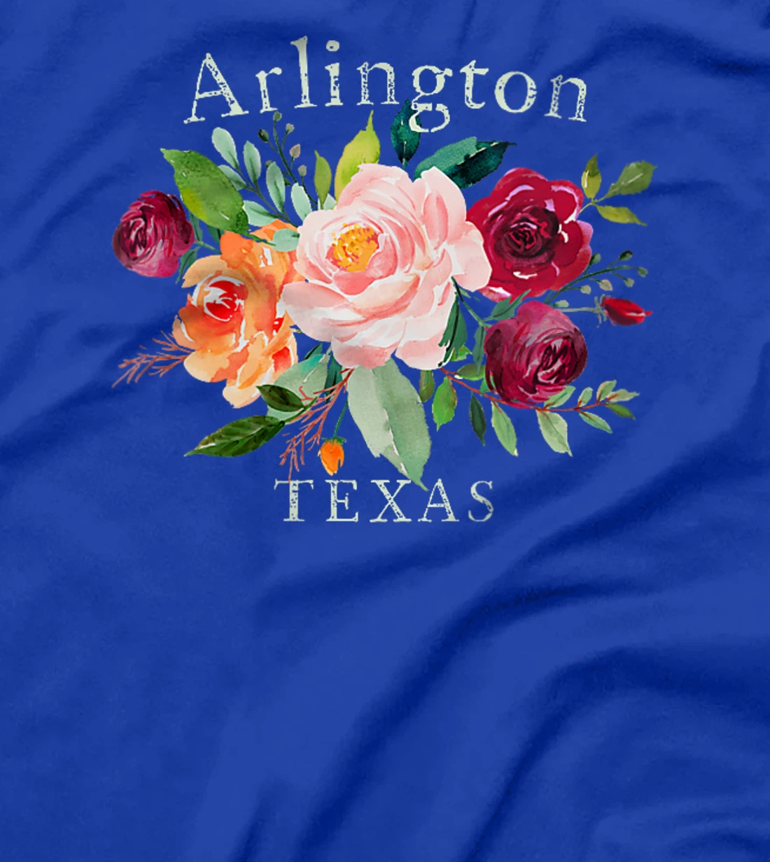 Womens Arlington Texas Floral Rose Lovers Watercolor Gardener's T-Shirt