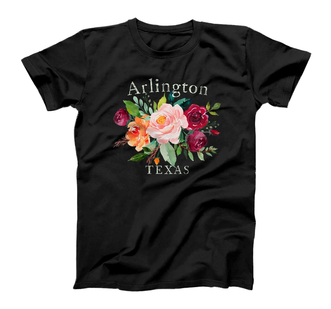 Womens Arlington Texas Floral Rose Lovers Watercolor Gardener's T-Shirt