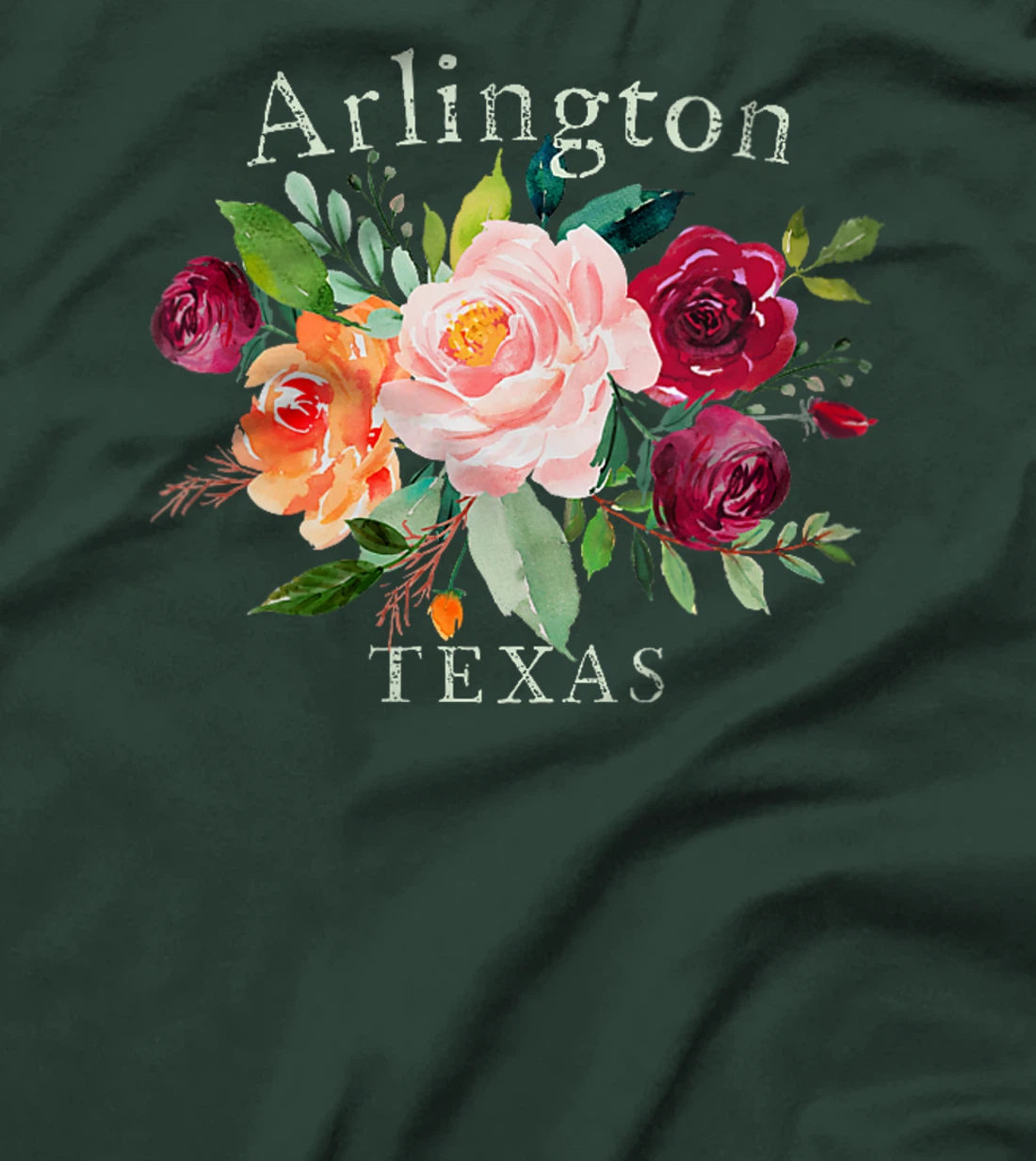 Womens Arlington Texas Floral Rose Lovers Watercolor Gardener's T-Shirt
