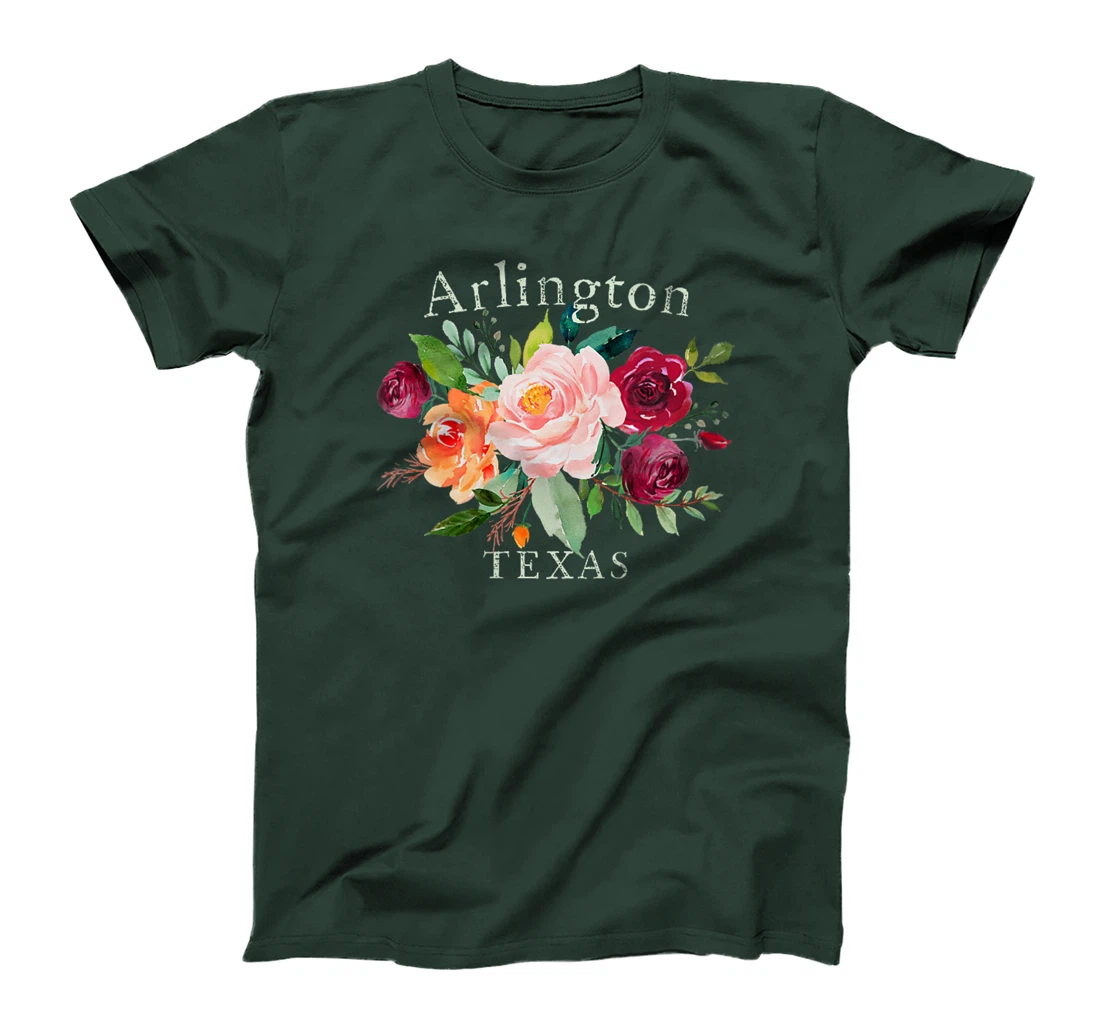 Womens Arlington Texas Floral Rose Lovers Watercolor Gardener's T-Shirt