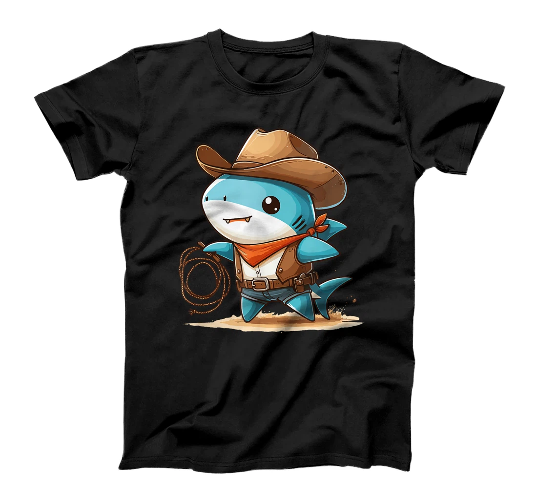 Womens Western Rodeo Cowboy Hat Shark Texas Animals T-Shirt