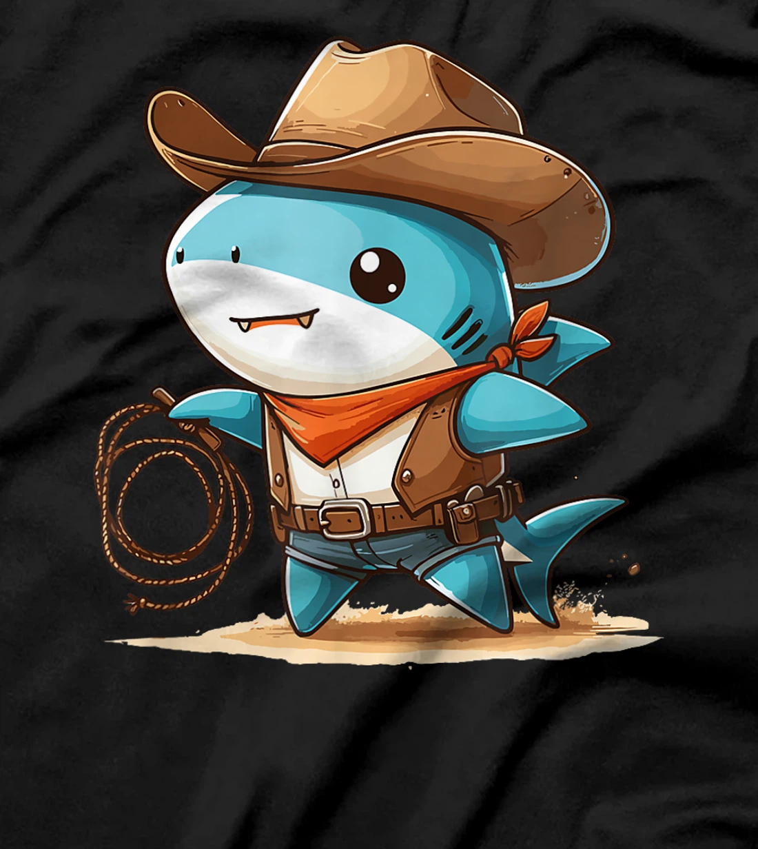 Womens Western Rodeo Cowboy Hat Shark Texas Animals T-Shirt