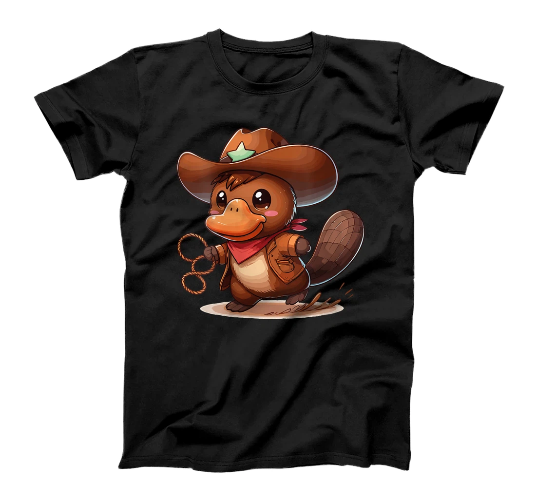 Womens Western Rodeo Cowboy Hat Platypus Texas Animals T-Shirt