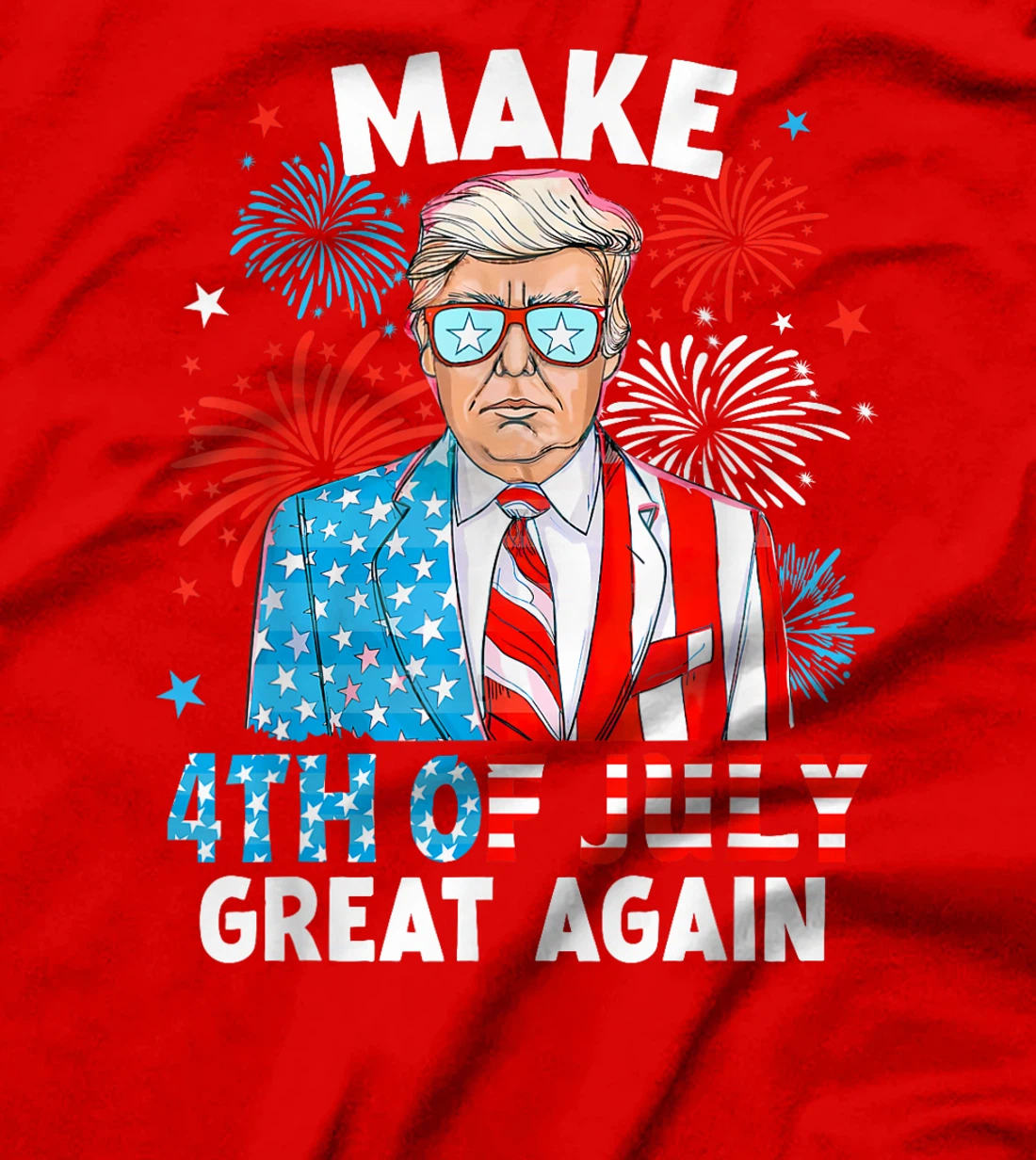 Fireworks Trump American Flag Make 4th Of July Great Again T-Shirt