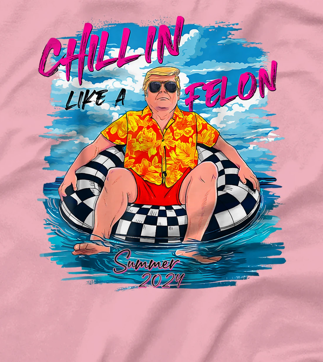 Retro Chillin' Like A Felon Support Trump 2024 Summer Vibes T-Shirt