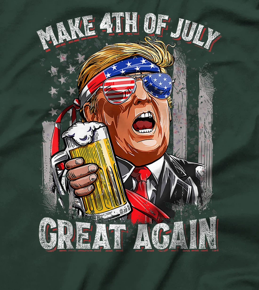 Trump Make 4th of July Great Again Men Drinking Beer Funny T-Shirt