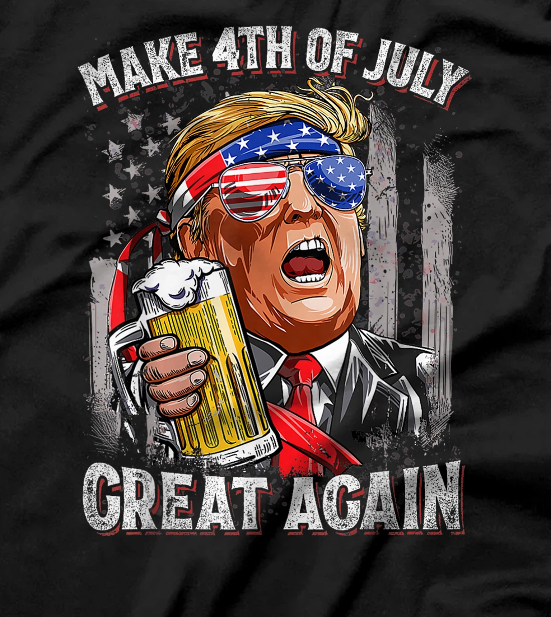 Trump Make 4th of July Great Again Men Drinking Beer Funny T-Shirt