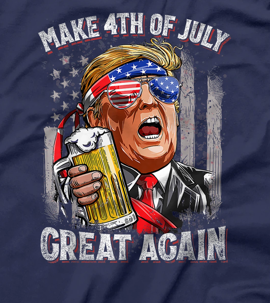 Trump Make 4th of July Great Again Men Drinking Beer Funny T-Shirt