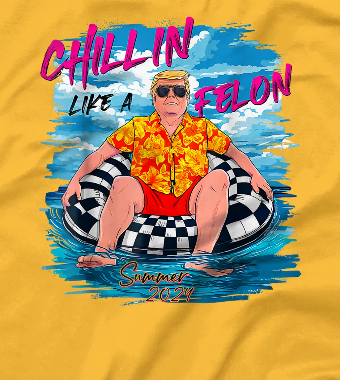 Retro Chillin' Like A Felon Support Trump 2024 Summer Vibes T-Shirt