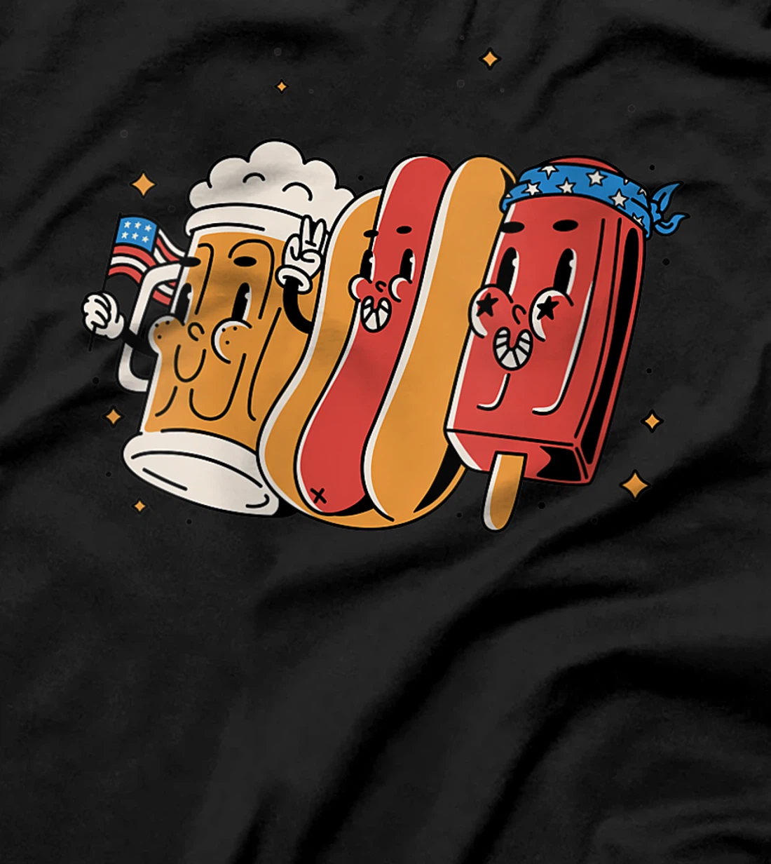 Womens 4th Of July Funny Hotdog American Flag Patriotic Veterans T-Shirt