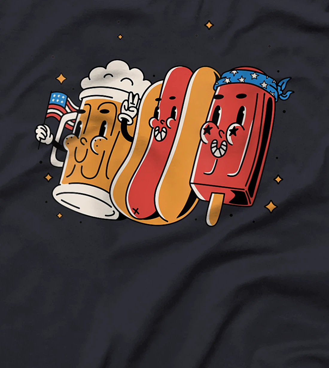 Womens 4th Of July Funny Hotdog American Flag Patriotic Veterans T-Shirt