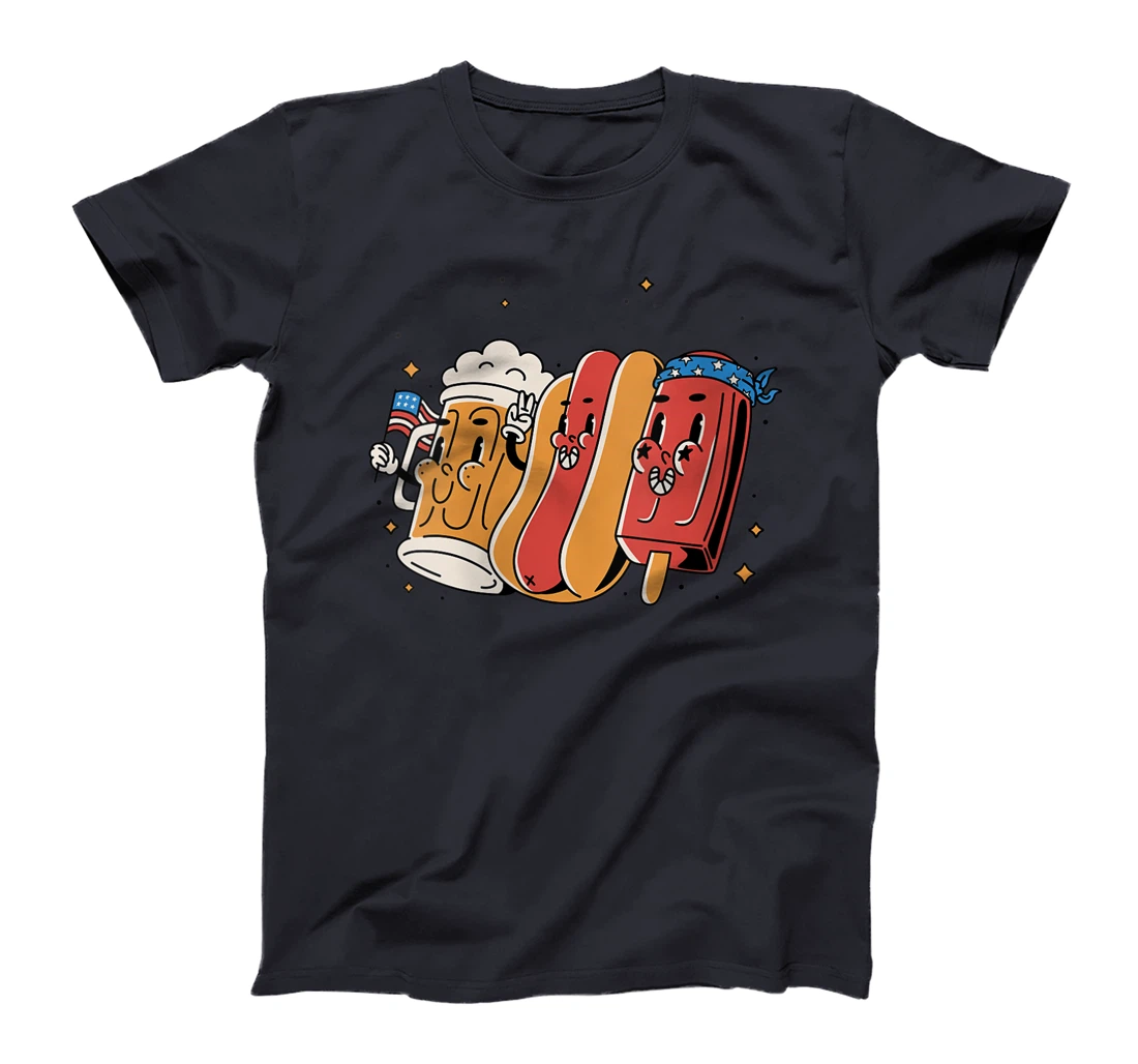 Womens 4th Of July Funny Hotdog American Flag Patriotic Veterans T-Shirt