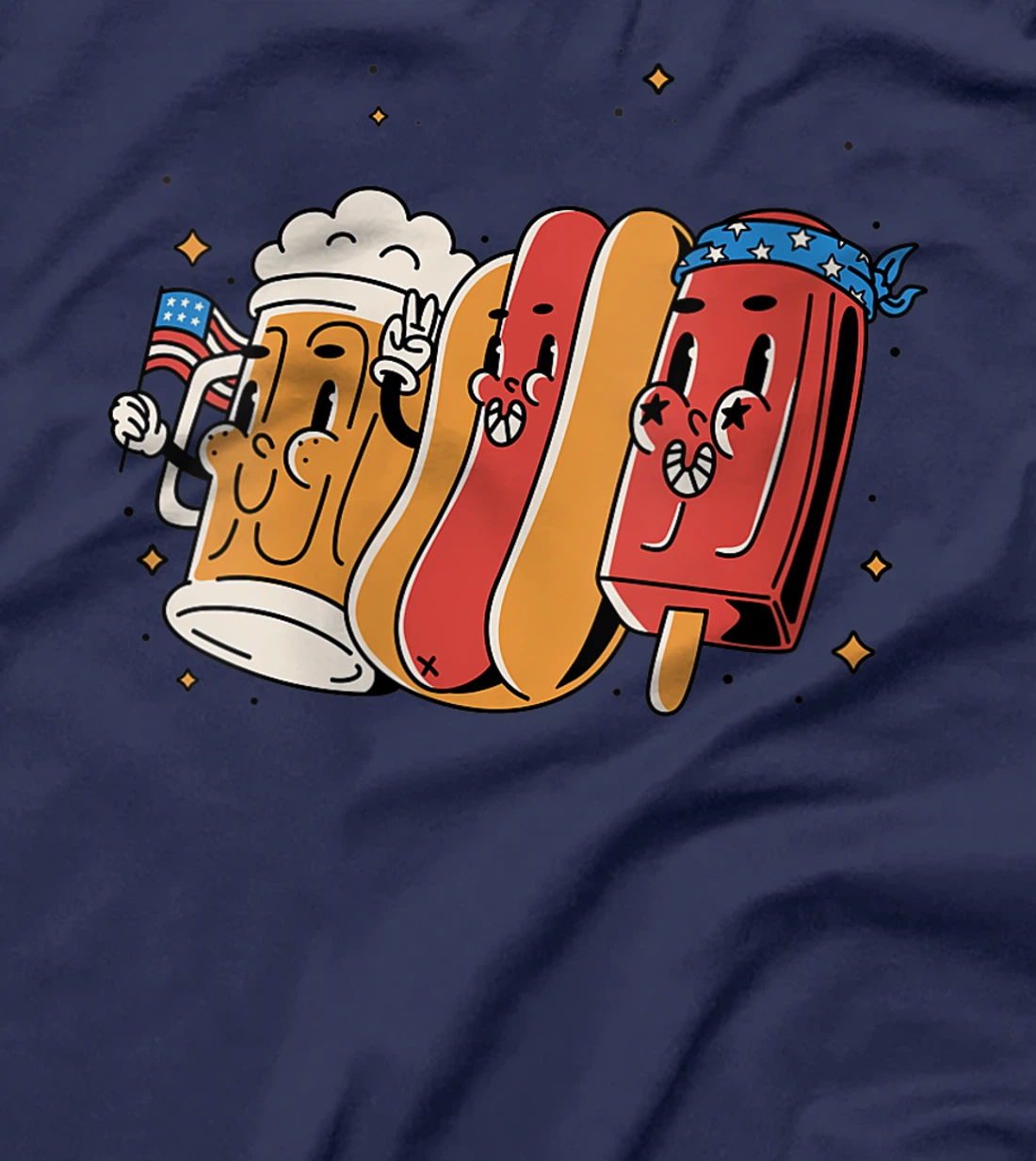 Womens 4th Of July Funny Hotdog American Flag Patriotic Veterans T-Shirt