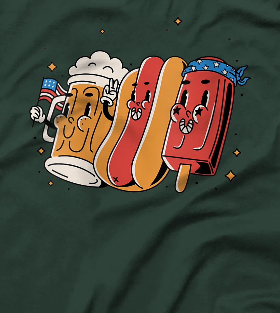 Womens 4th Of July Funny Hotdog American Flag Patriotic Veterans T-Shirt