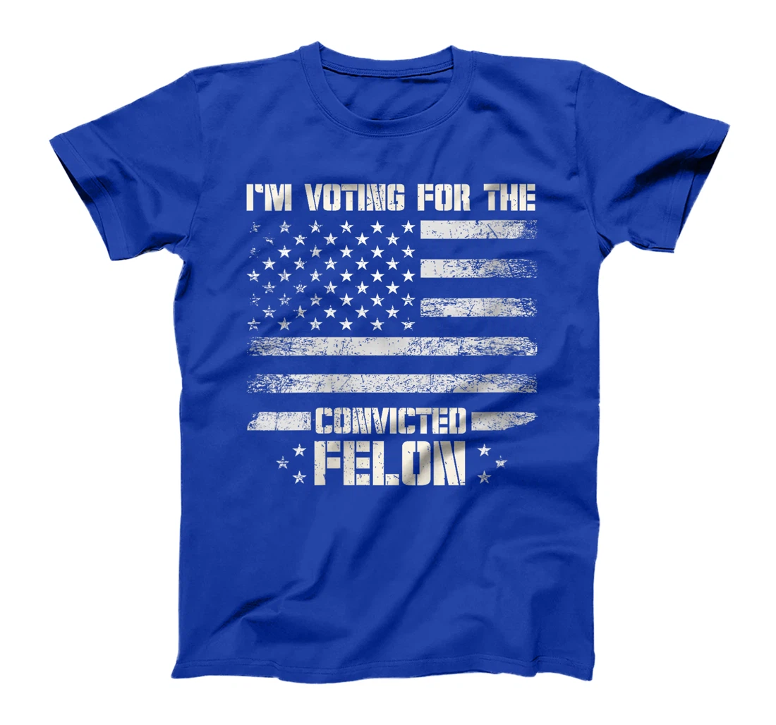 Womens Vintage I'm Voting Convicted Felon USA Flag Support Trump T-Shirt