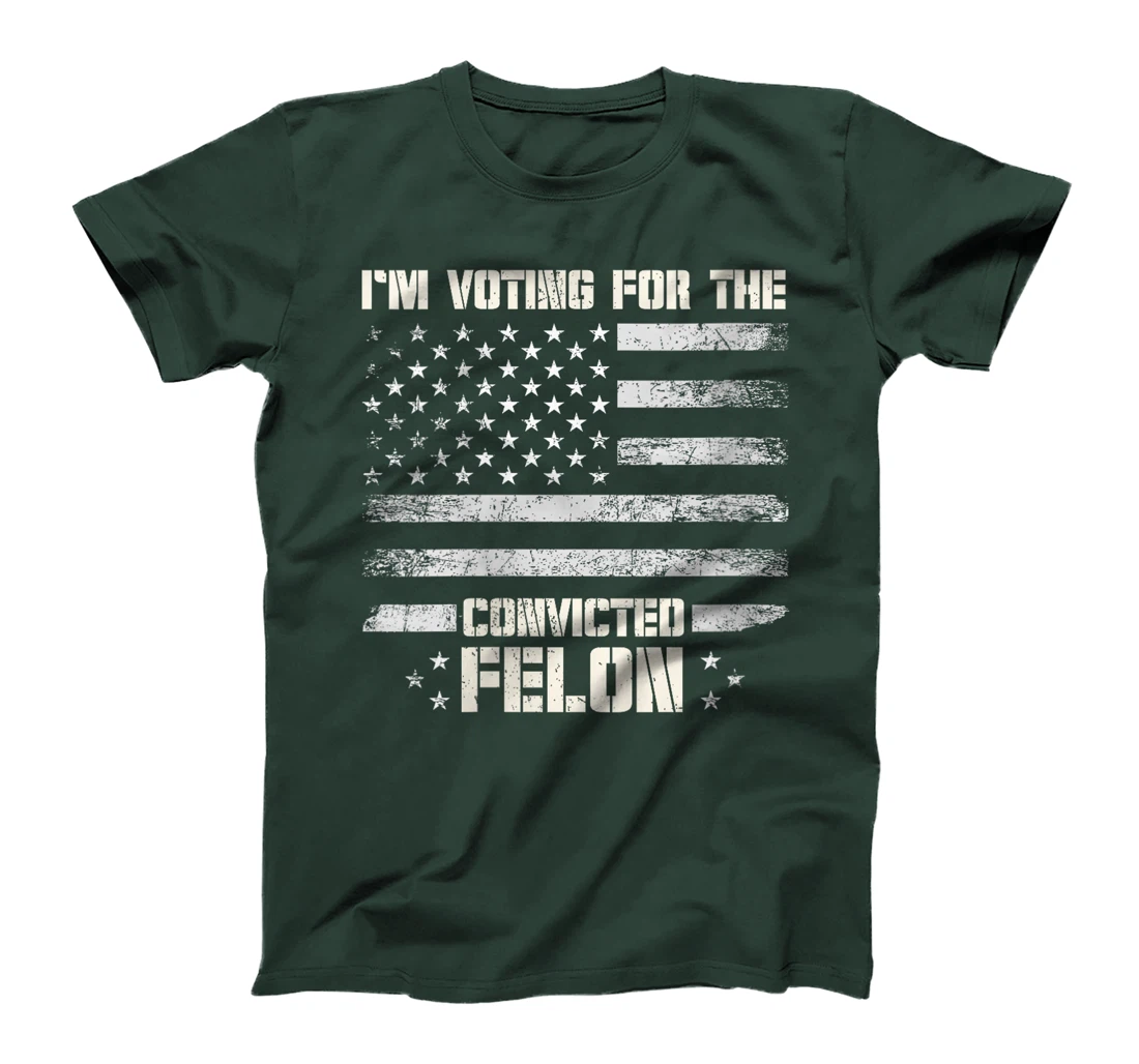 Womens Vintage I'm Voting Convicted Felon USA Flag Support Trump T-Shirt