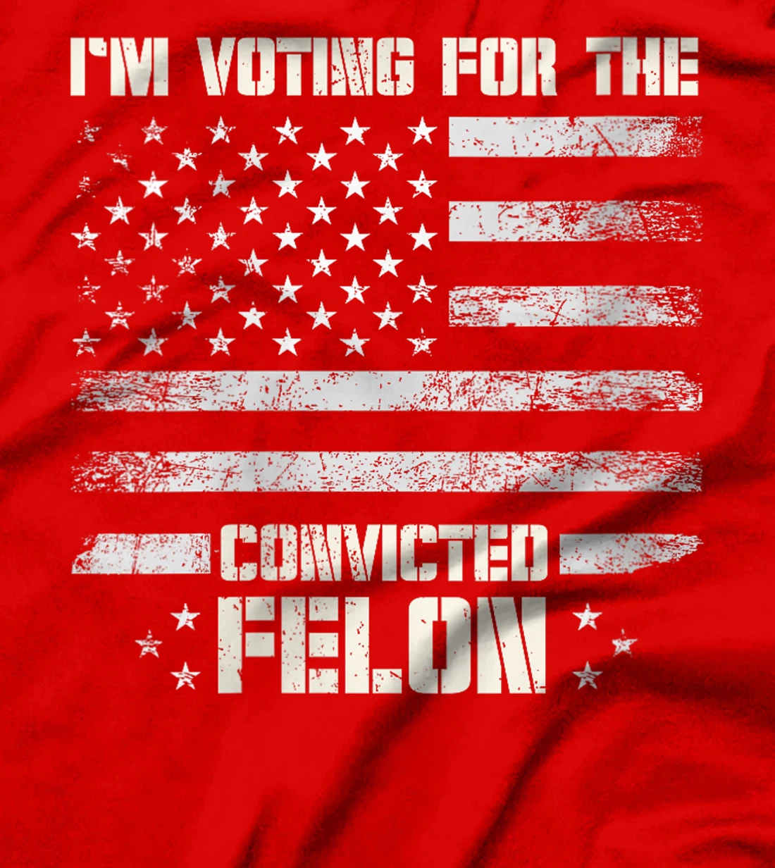 Womens Vintage I'm Voting Convicted Felon USA Flag Support Trump T-Shirt