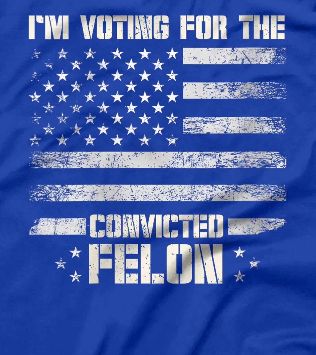 Womens Vintage I'm Voting Convicted Felon USA Flag Support Trump T-Shirt