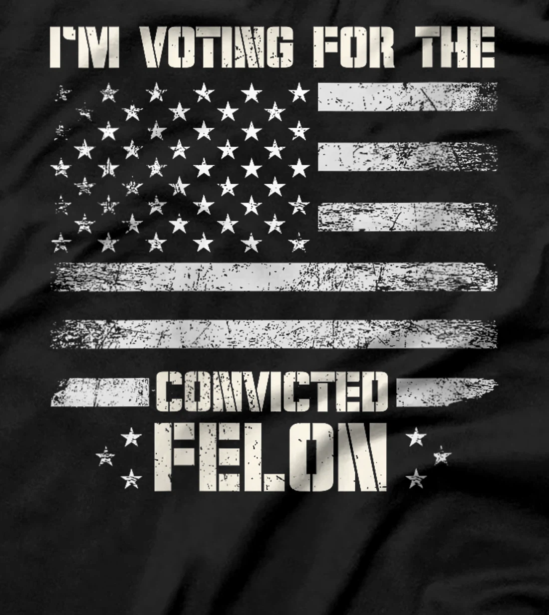 Womens Vintage I'm Voting Convicted Felon USA Flag Support Trump T-Shirt
