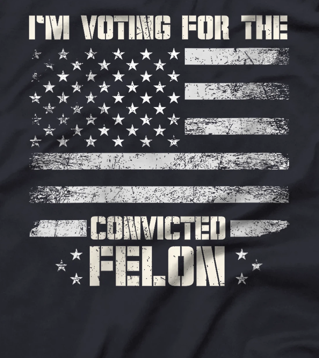 Womens Vintage I'm Voting Convicted Felon USA Flag Support Trump T-Shirt