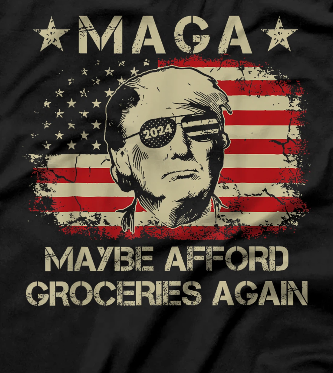 MAGA 2024 Maybe Afford Groceries Again Retro Trump 2024 T-Shirt