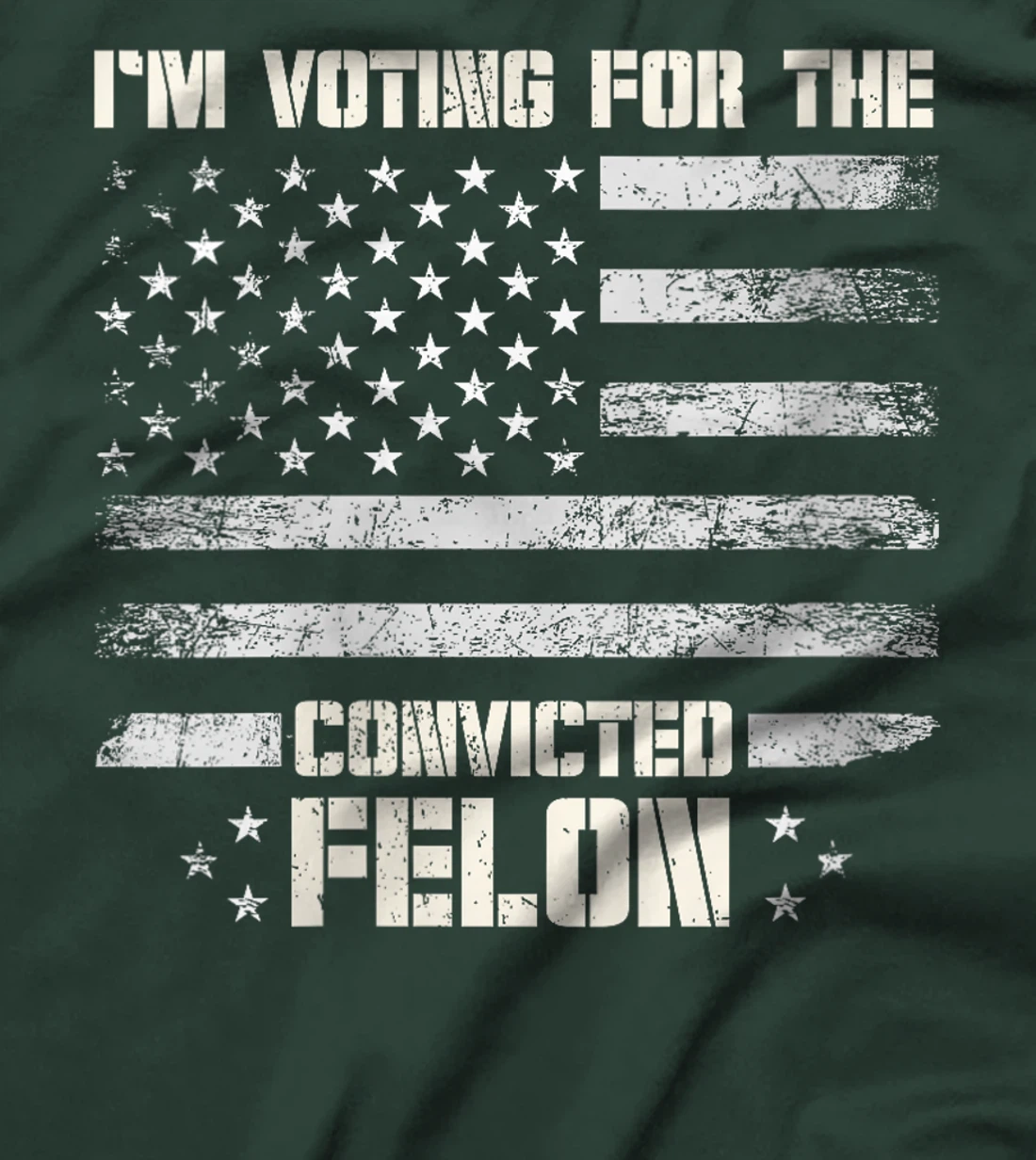 Womens Vintage I'm Voting Convicted Felon USA Flag Support Trump T-Shirt