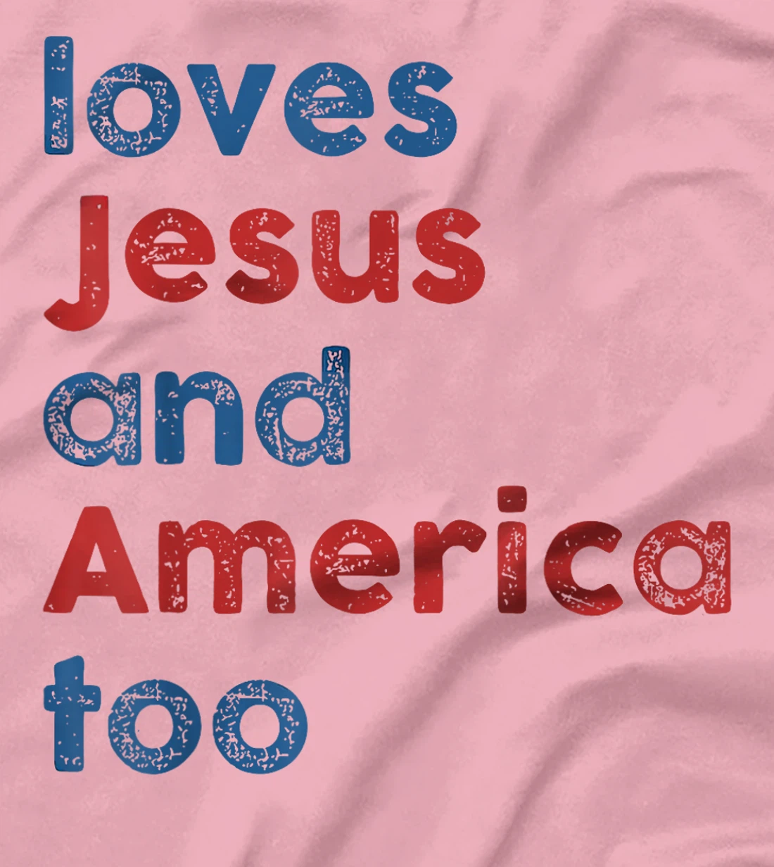 Womens Retro Loves Jesus and America Too God Christian 4th of July T-Shirt