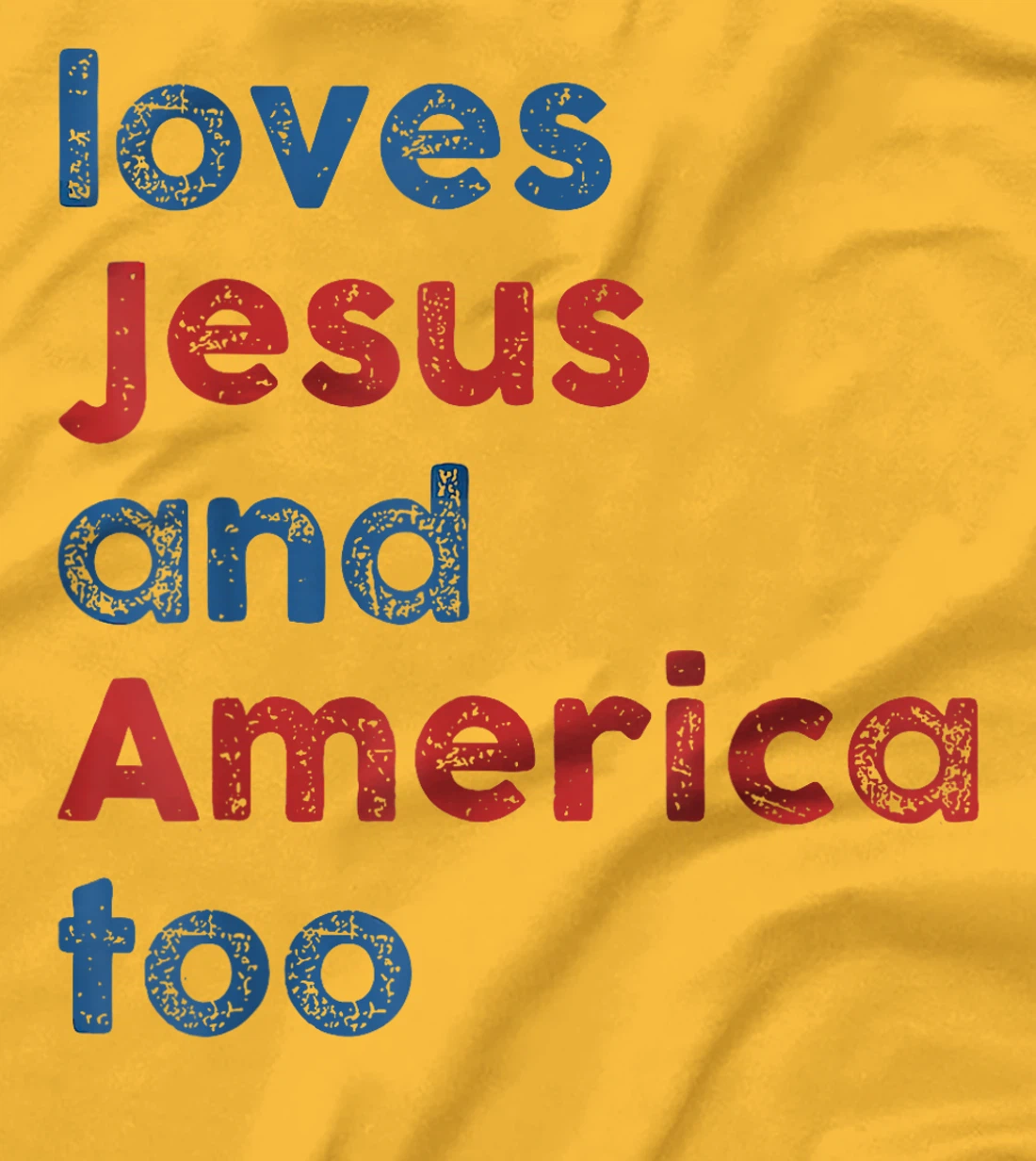 Womens Retro Loves Jesus and America Too God Christian 4th of July T-Shirt
