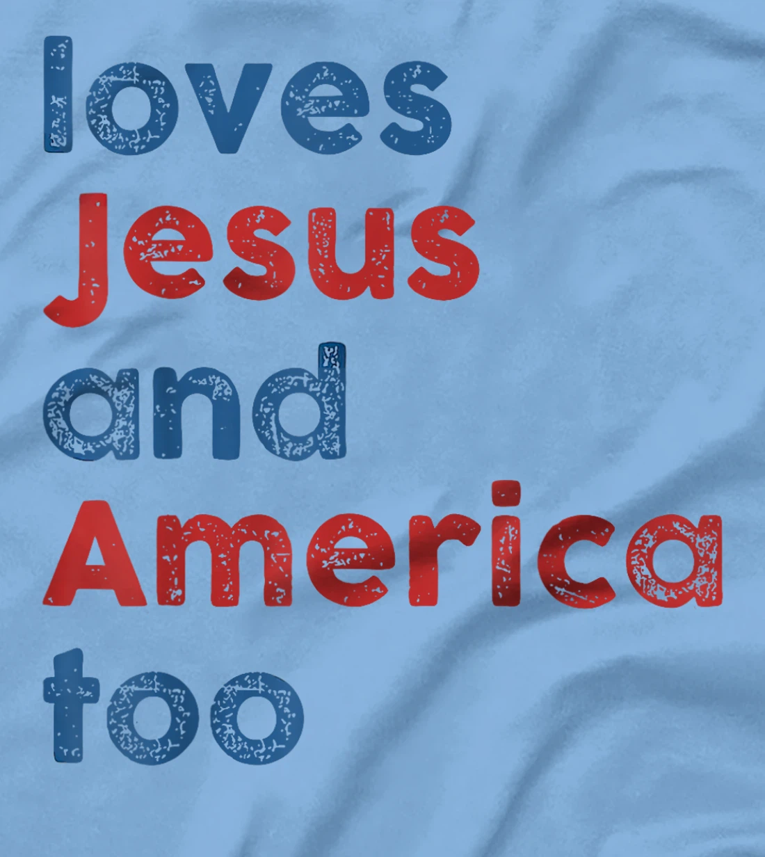 Womens Retro Loves Jesus and America Too God Christian 4th of July T-Shirt