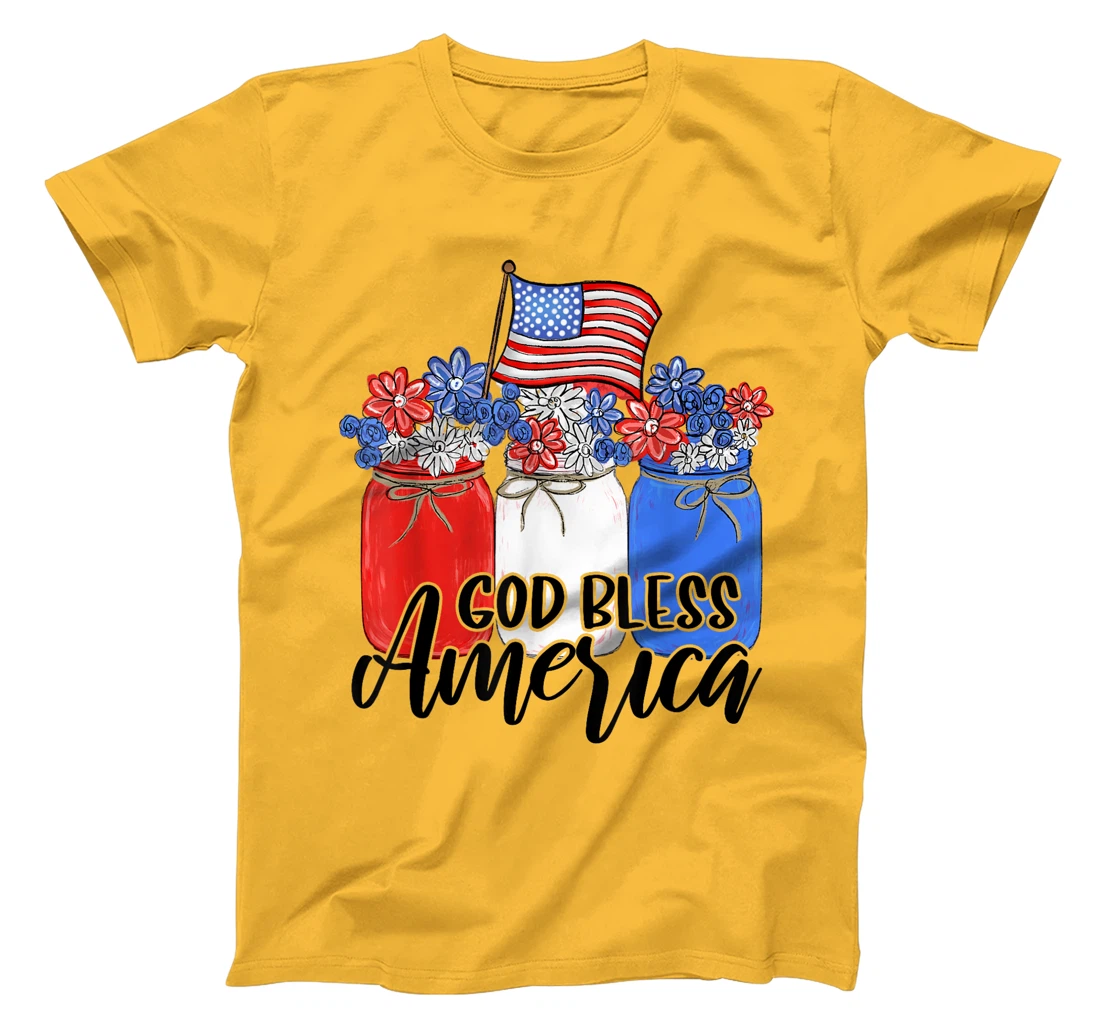 God Bless America Mason Jar T-Shirt Christian T-Shirt
