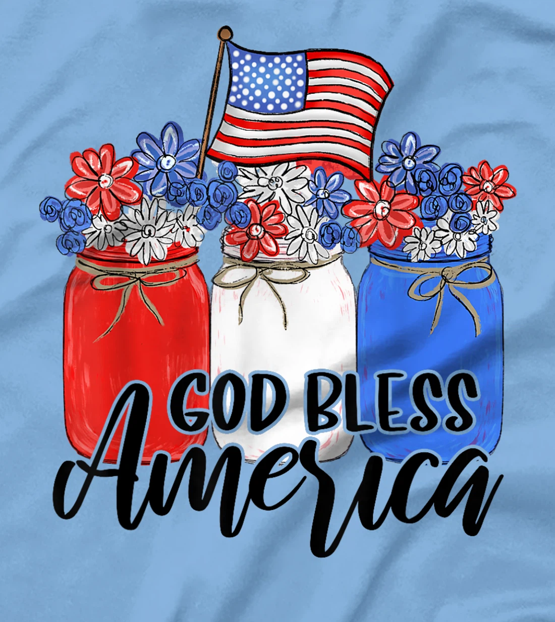 God Bless America Mason Jar T-Shirt Christian T-Shirt