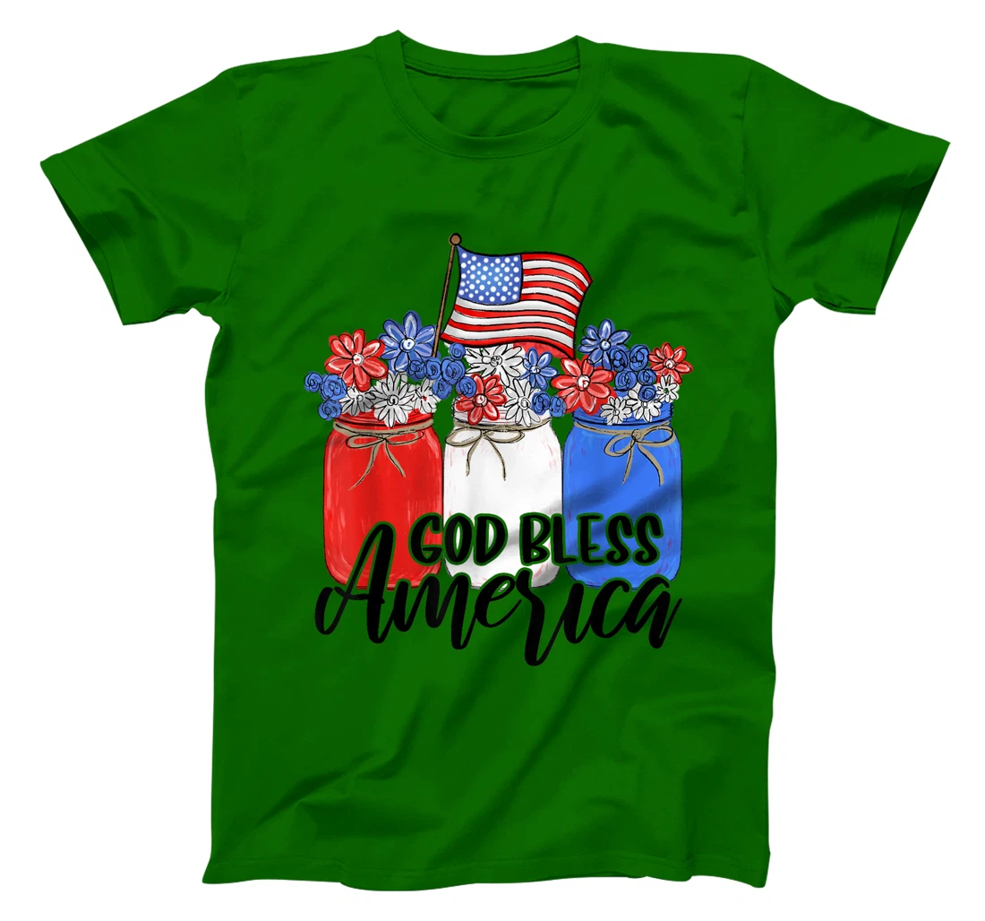 God Bless America Mason Jar T-Shirt Christian T-Shirt