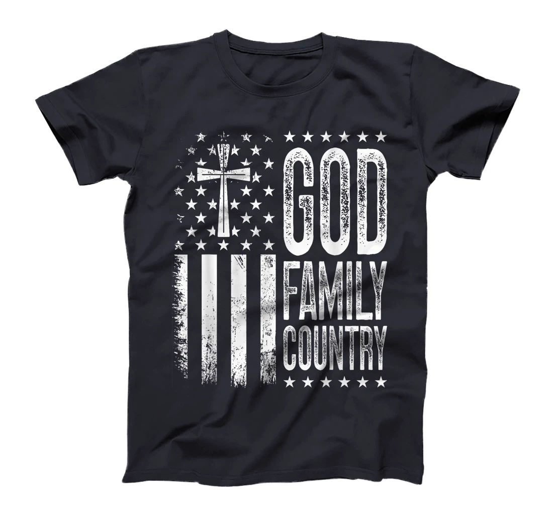 God Family Country - Patriotic Christian US Flag T-Shirt