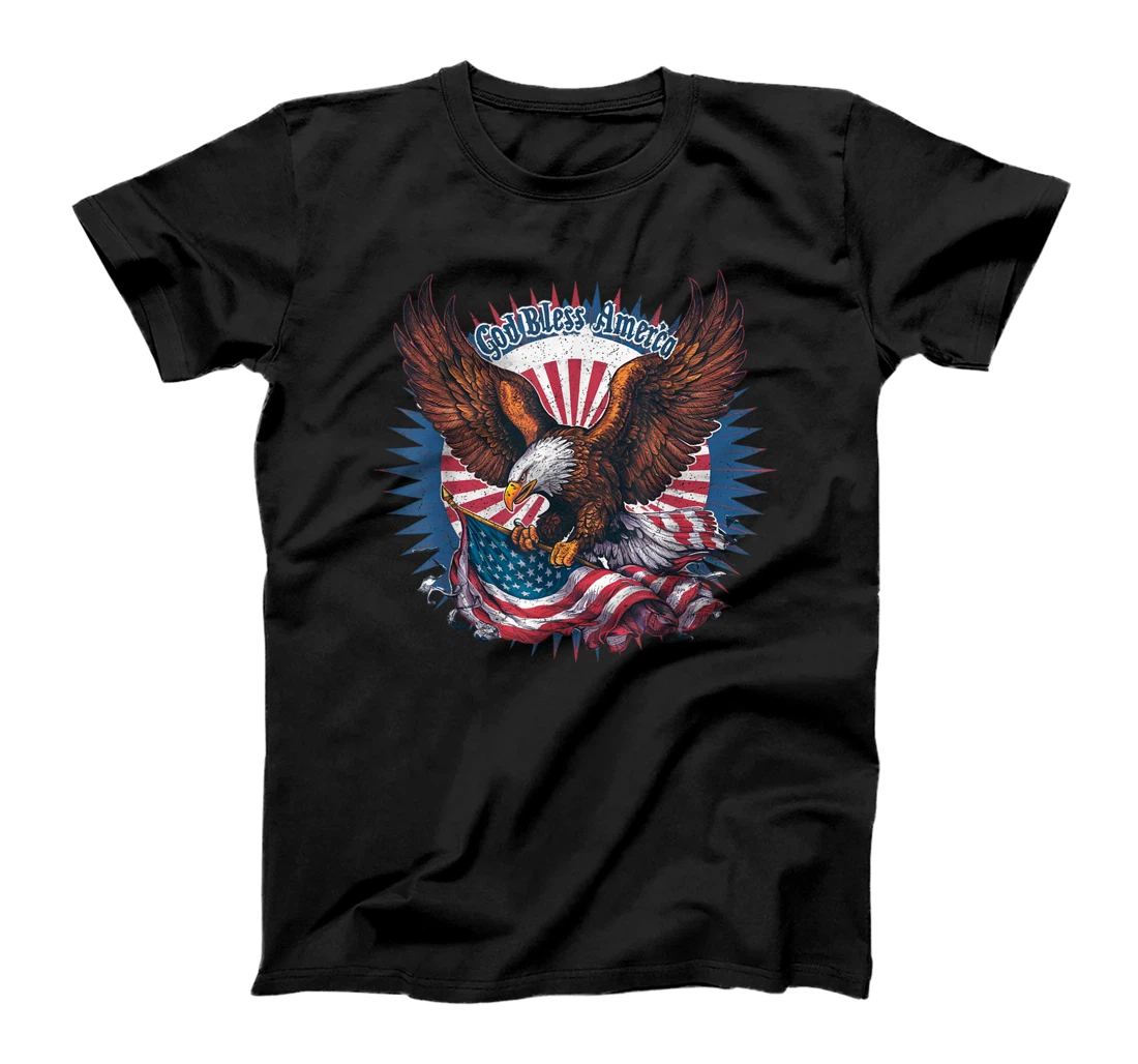 4th Of July Eagle USA American Flag God Bless America T-Shirt
