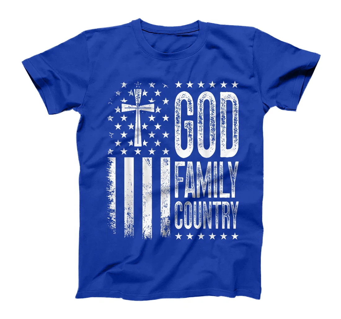 God Family Country - Patriotic Christian US Flag T-Shirt