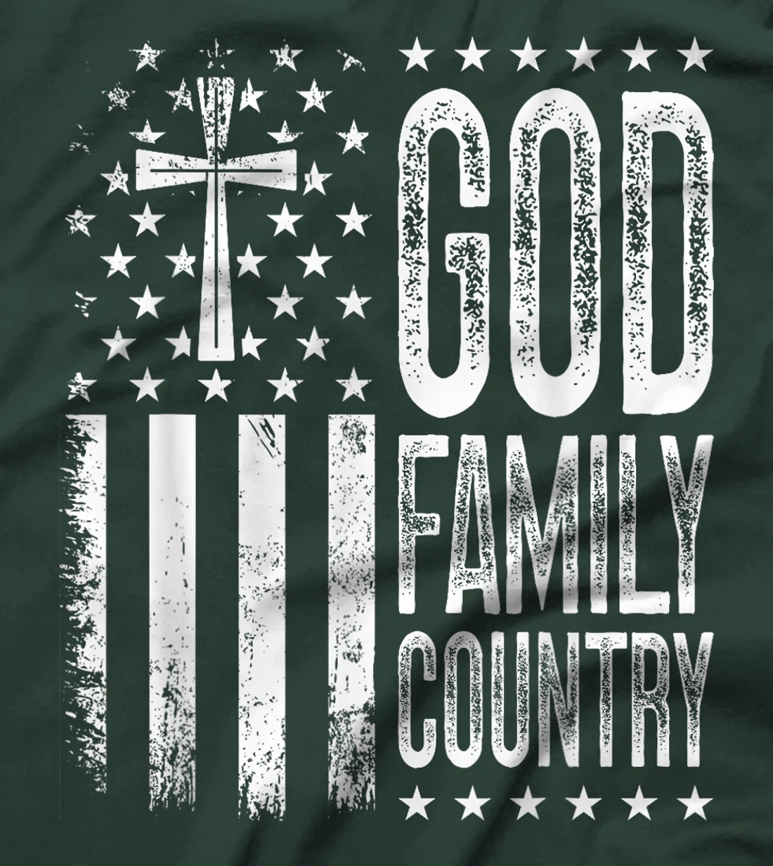 God Family Country - Patriotic Christian US Flag T-Shirt