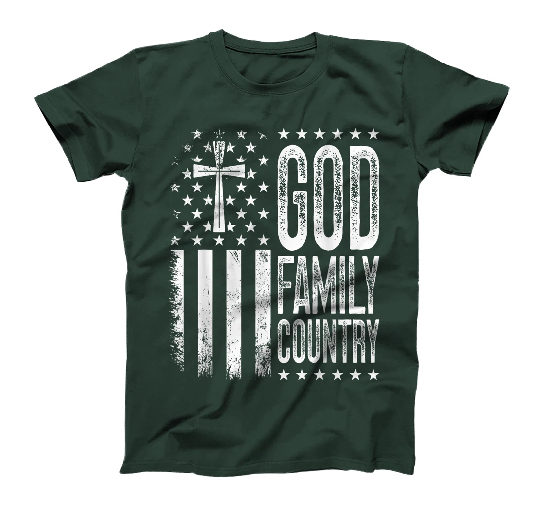 God Family Country - Patriotic Christian US Flag T-Shirt