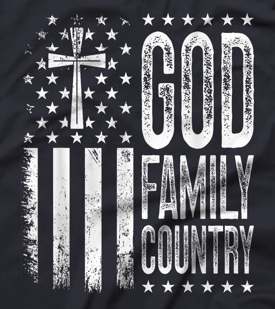 God Family Country - Patriotic Christian US Flag T-Shirt