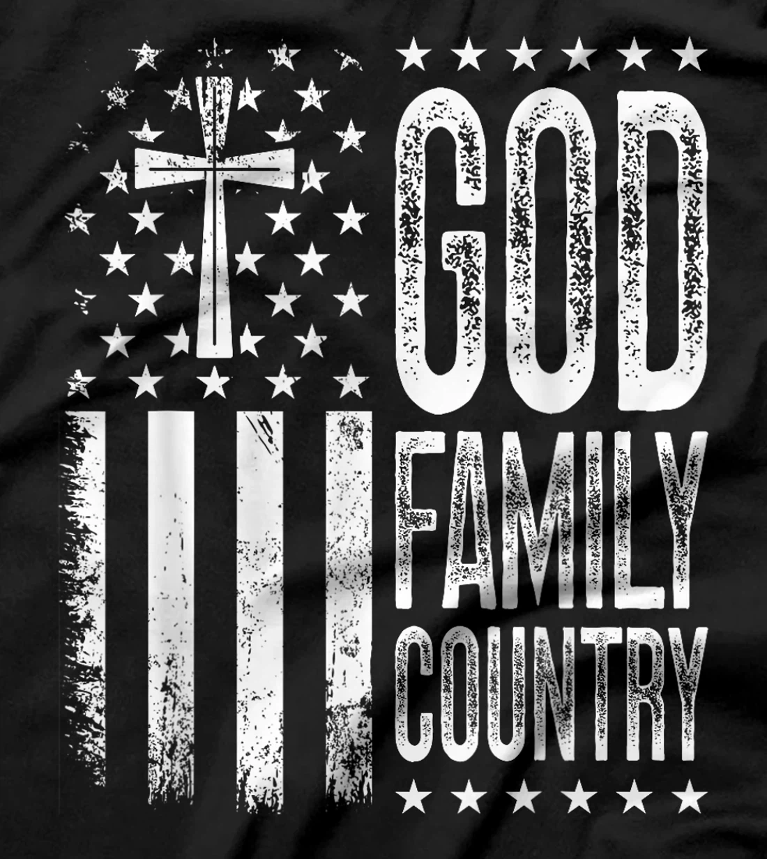 God Family Country - Patriotic Christian US Flag T-Shirt