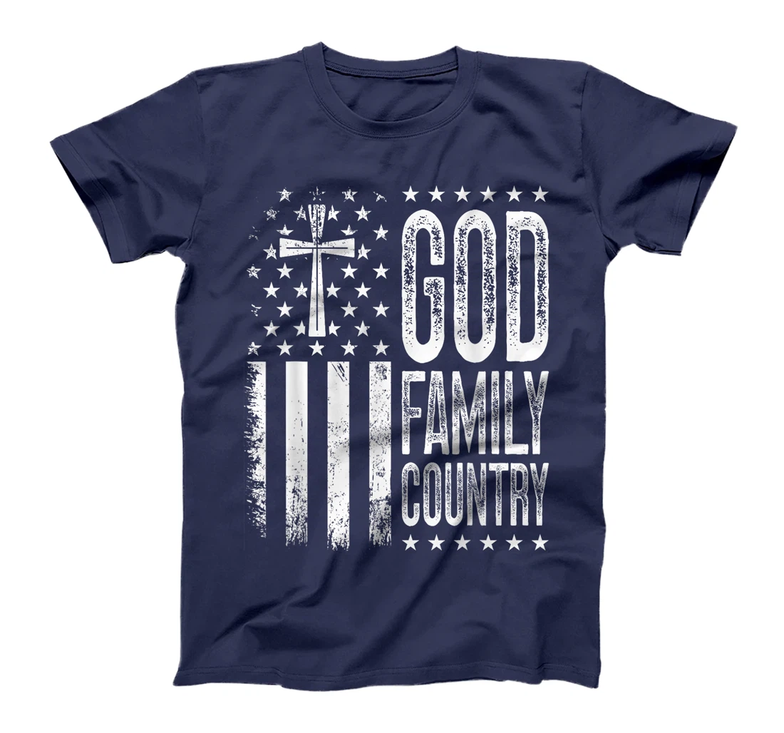 God Family Country - Patriotic Christian US Flag T-Shirt