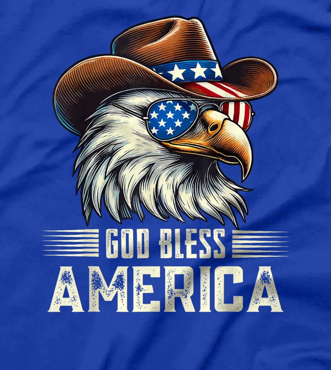 4th of July Bald Eagle Cowboy Western God Bless USA T-Shirt