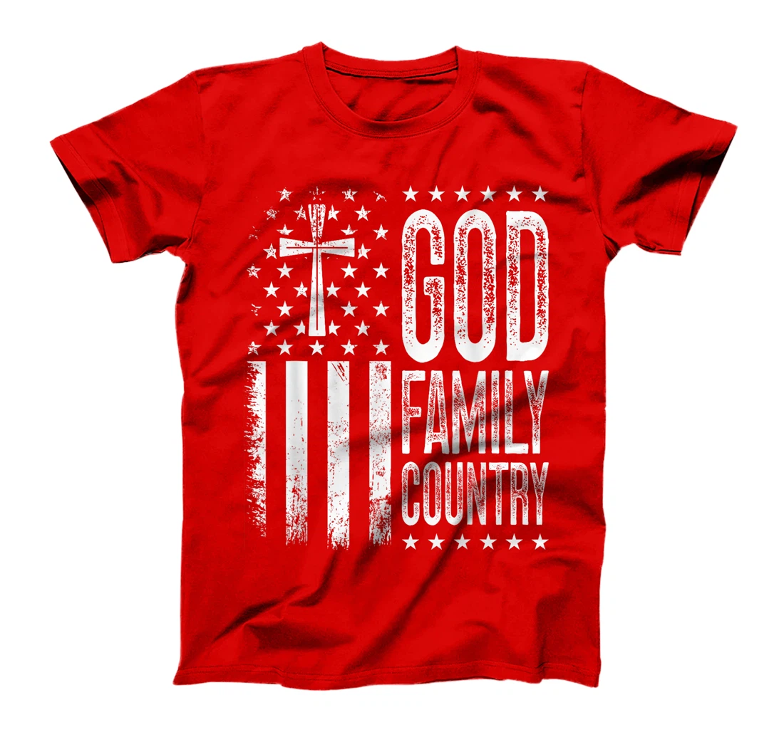 God Family Country - Patriotic Christian US Flag T-Shirt