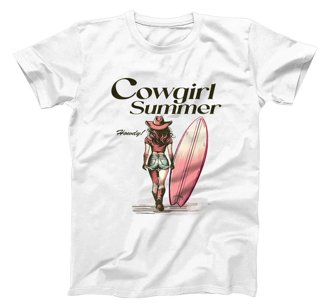 Cowgirl Summer Surfboard Retro Western Texas Surfer Girl Premium T-Shirt