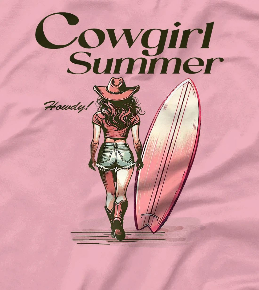 Cowgirl Summer Surfboard Retro Western Texas Surfer Girl Premium T-Shirt