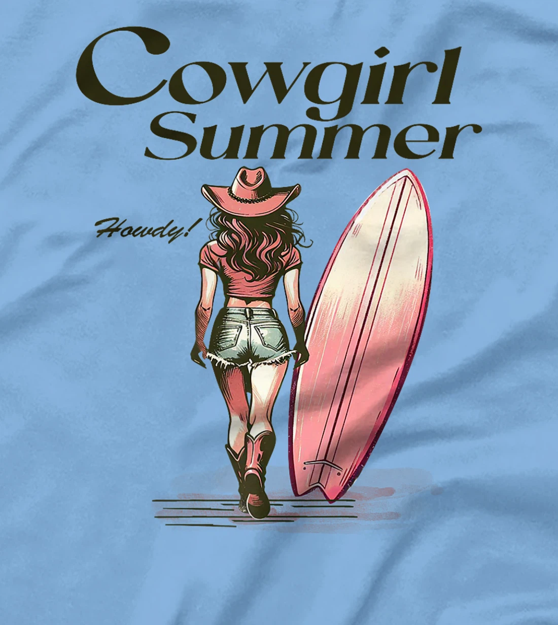 Cowgirl Summer Surfboard Retro Western Texas Surfer Girl Premium T-Shirt